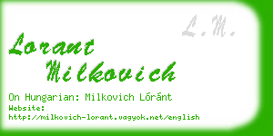 lorant milkovich business card